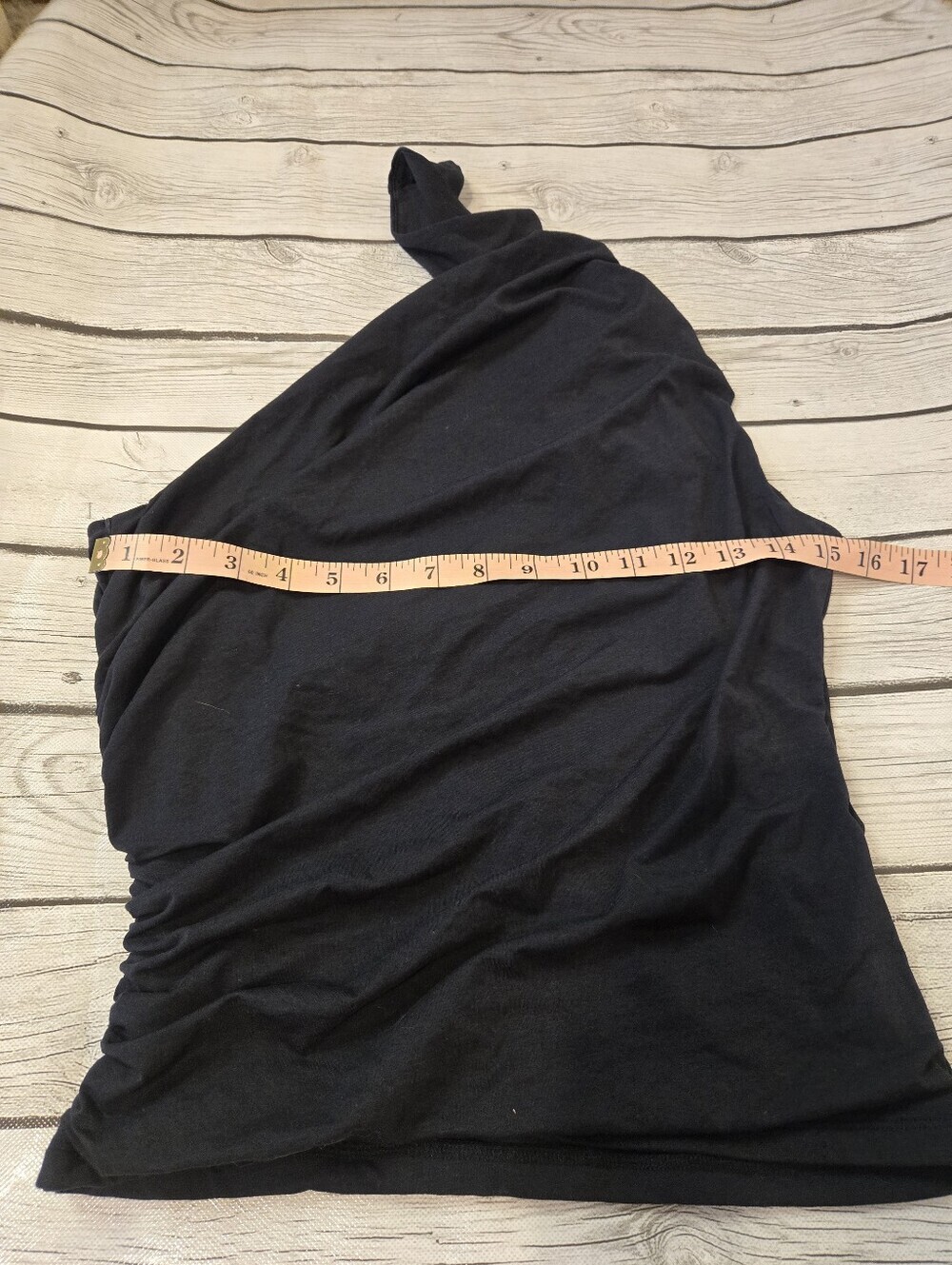 Abercrombie & Fitch One Shoulder Ruched Top Black Modal Blend Medium - Picture 7 of 7